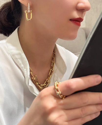 [Eternal Jewelry]TF HORSESHOE BUCKLE DIAMOND EARRINGS