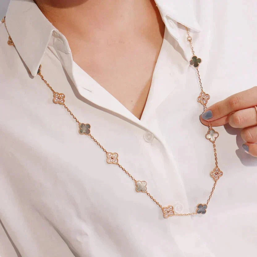 [Eternal Jewelry]CLOVER 20 MOTIFS DARK MOP DIAMOND  NECKLACE