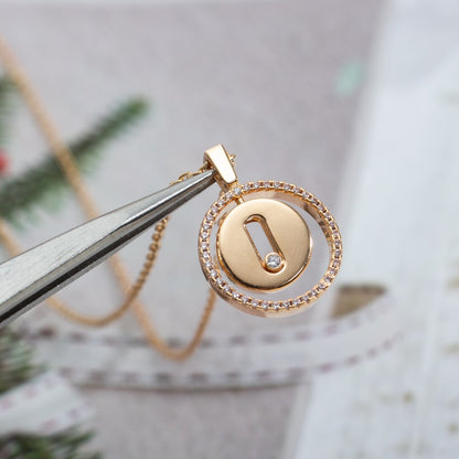 [Eternal jewelry]LUCKY MOVE PM NECKLACE PINK GOLD DIAMOND