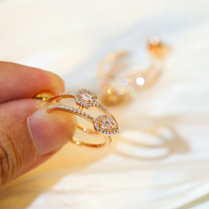 [Eternal jewelry]CREOLES MY TWIN 2 RANGS SILVER DIAMOND EARRINGS