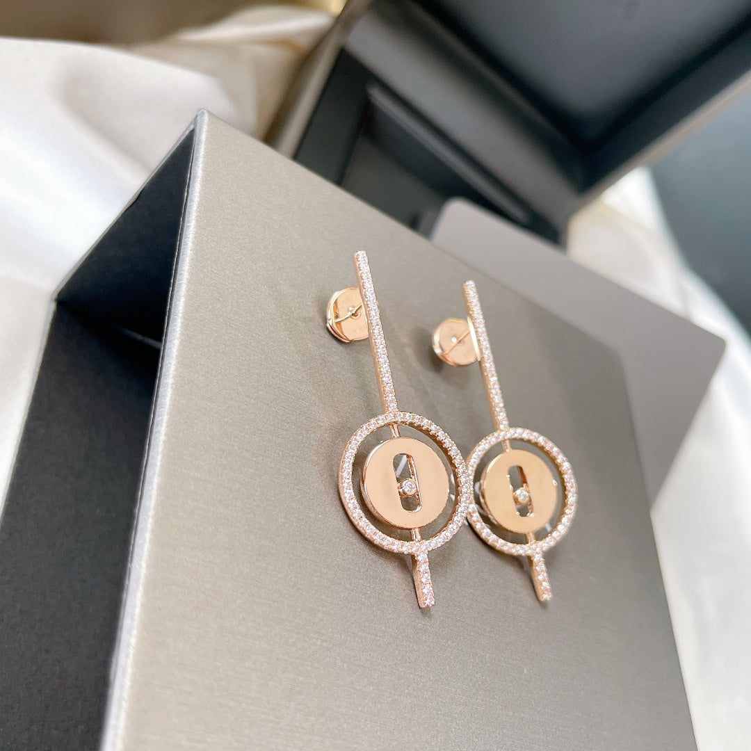 [Eternal jewelry]LUCKY MOVE ARROW PINK GOLD DIAMOND EARRINGS