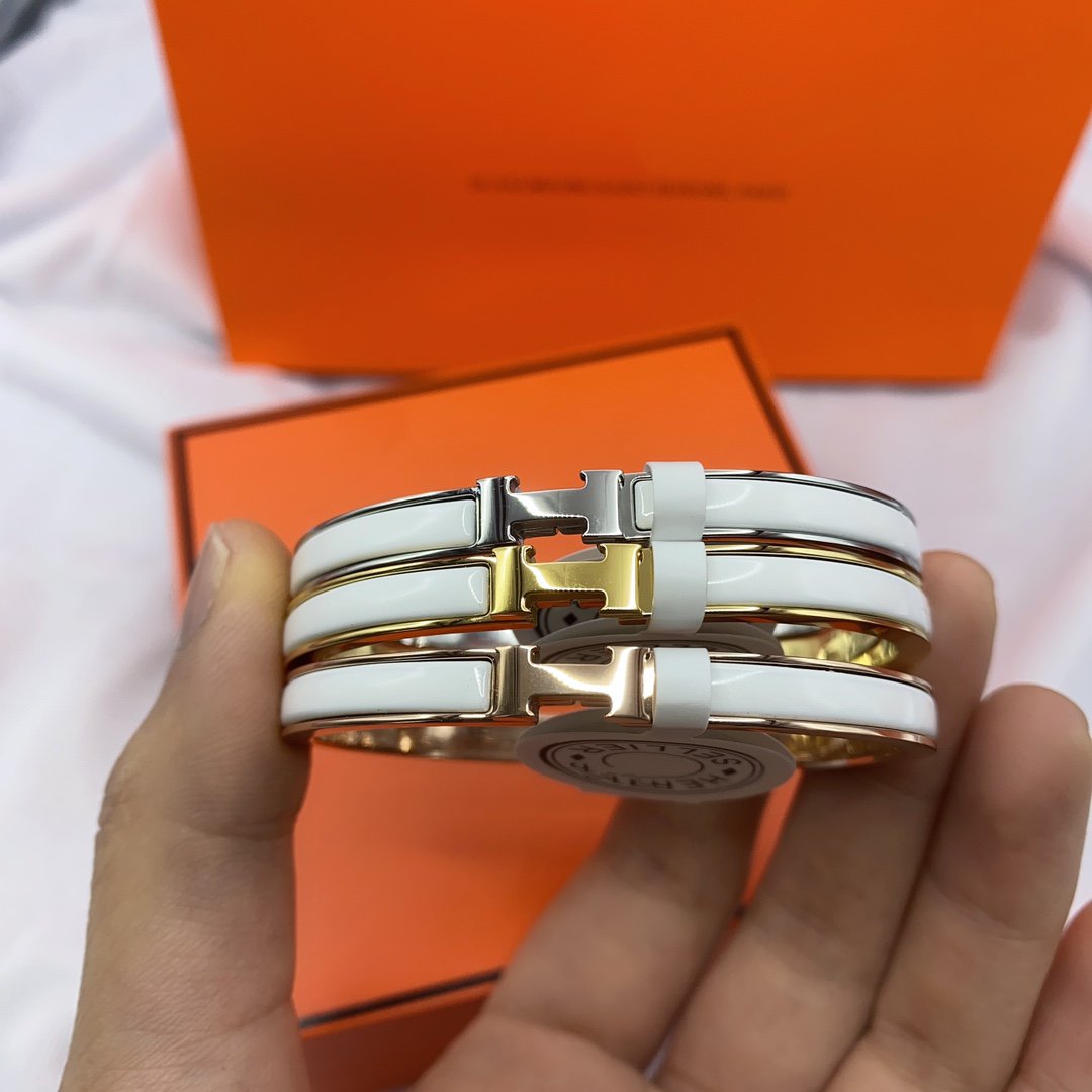 [Eternal Jewelry]CLASSIC HM CLIC WHITE 8MM ENAMEL BRACELET