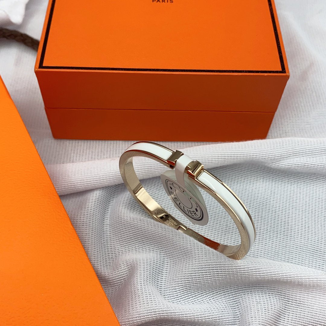 [Eternal Jewelry]CLASSIC HM CLIC WHITE 8MM ENAMEL BRACELET