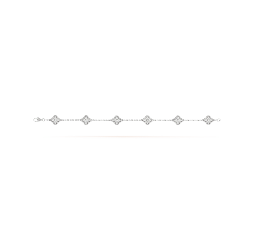 [Eternal Jewelry]CLOVER 6 MOTIF SILVER DIAMOND BRACELET