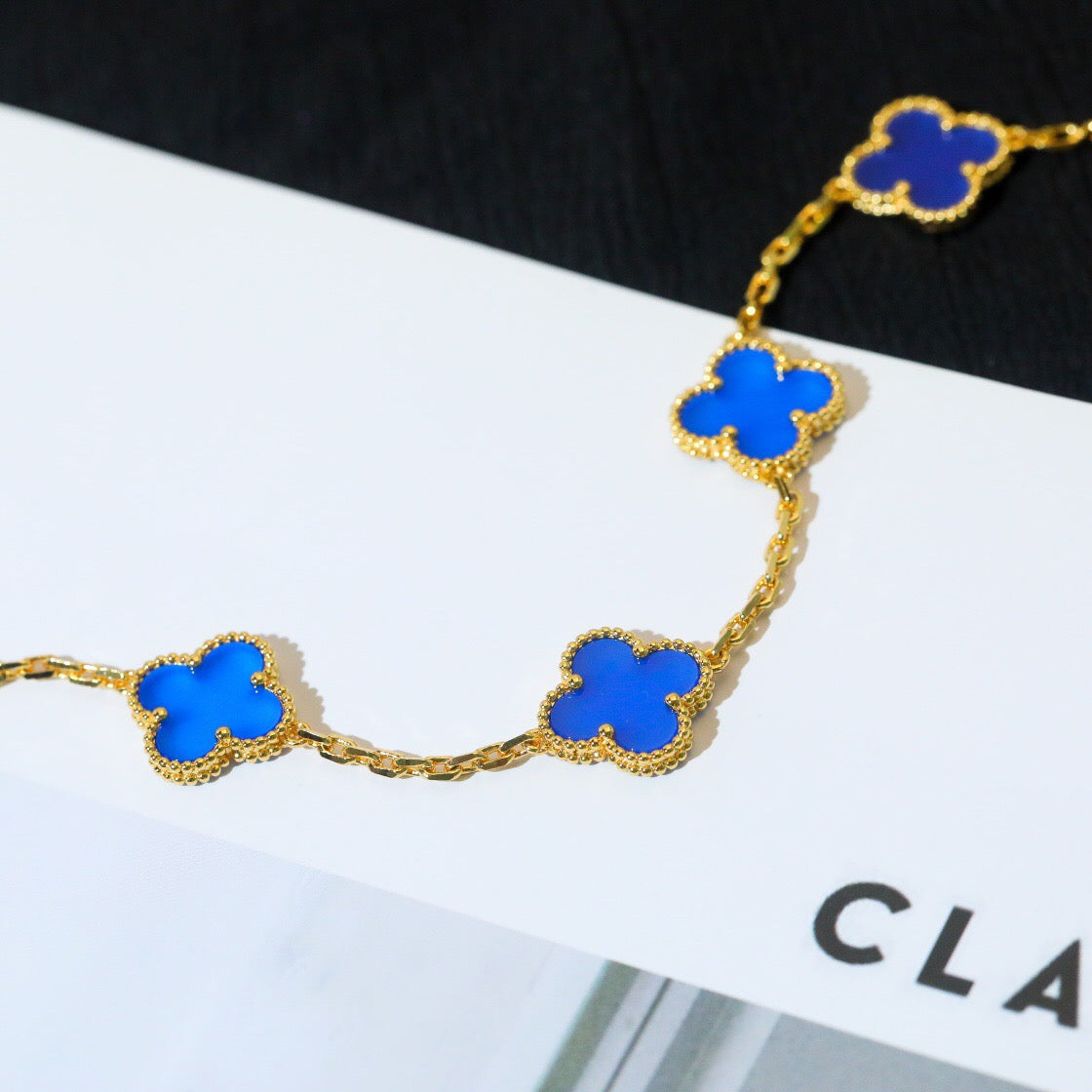 [Eternal Jewellery] Four-Leaf Clover Five Elements Blue Chalcedony Bracelet