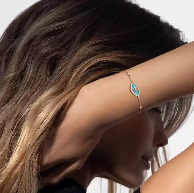 [Eternal jewelry]M LUCKY EYE TURQUOISE ROSE GOLD BRACELET
