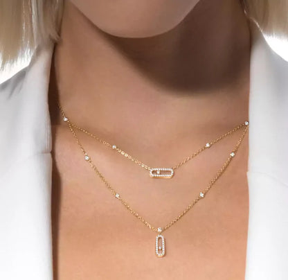 [Eternal jewelry] MS Double-Circle Full-Diamond Necklace