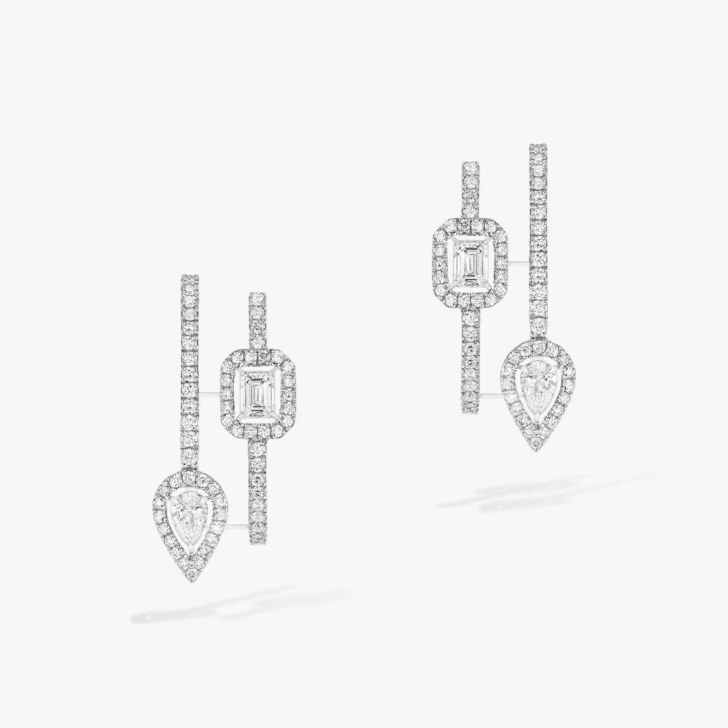 [Eternal jewelry]CREOLES MY TWIN 2 RANGS SILVER DIAMOND EARRINGS