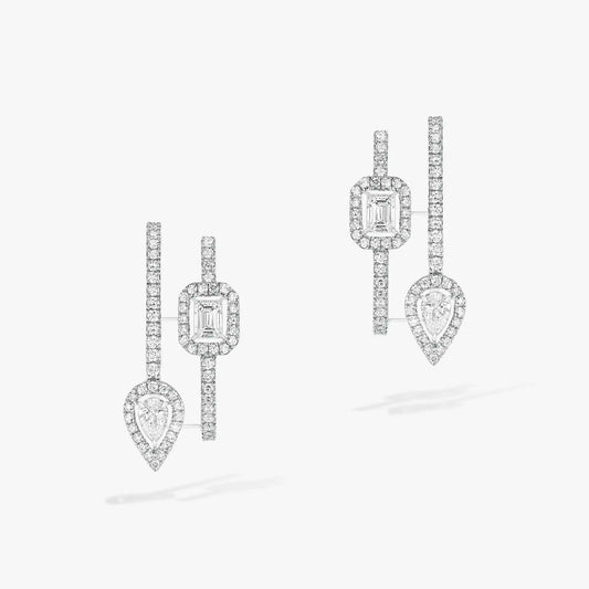[Eternal jewelry]CREOLES MY TWIN 2 RANGS SILVER DIAMOND EARRINGS