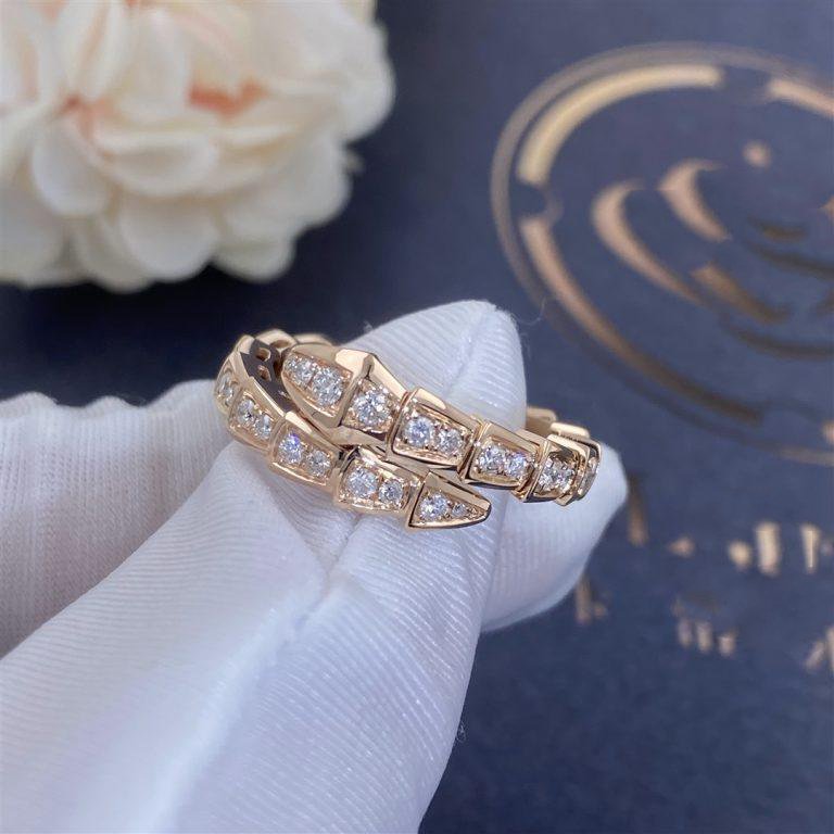 [Eternal Jewelry]SERPENTI RING PINK GOLD DIAMOND PAVED 4MM