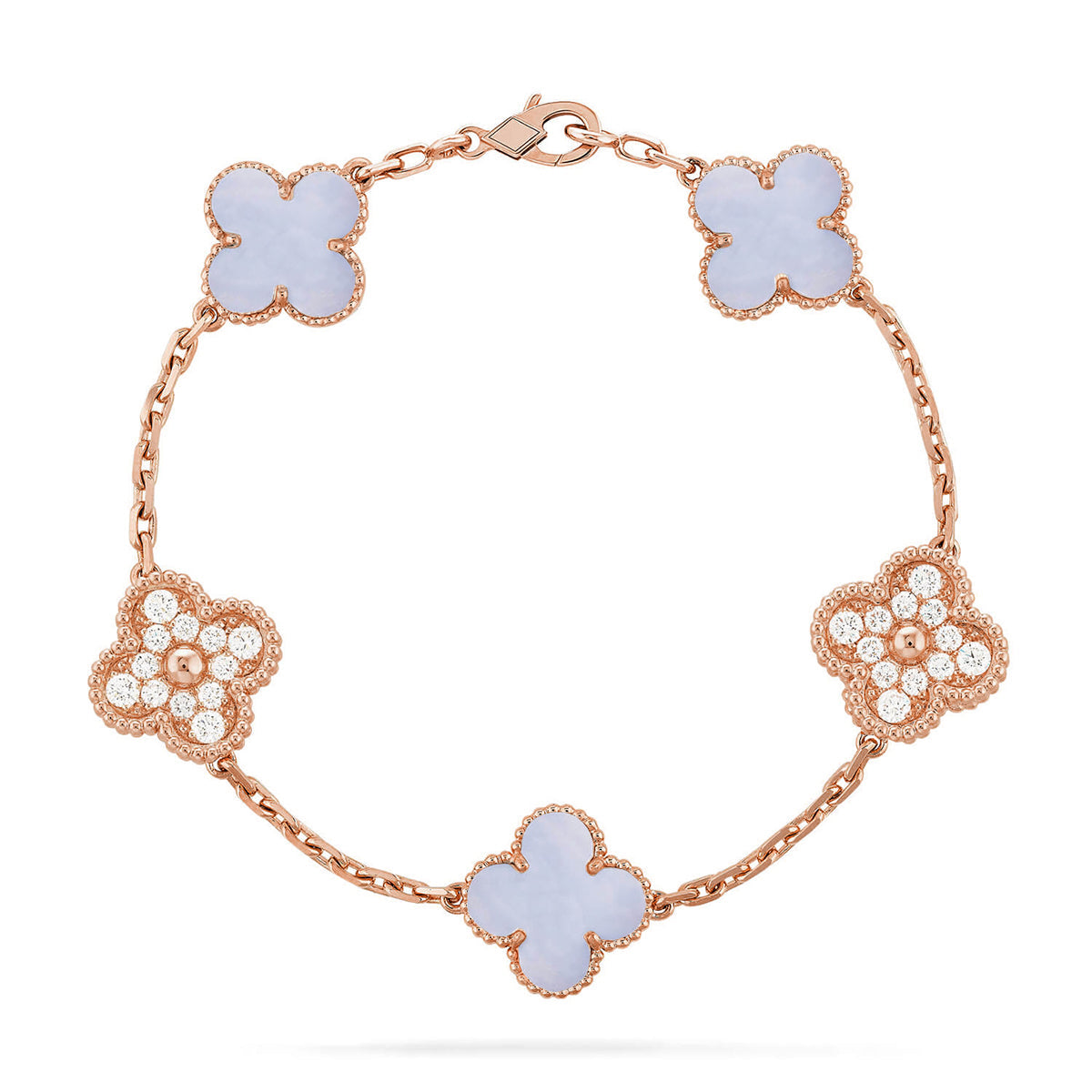 [Eternal Jewelry] CLOVER 5 MOTIF PURPLE CHALCEDONY BRACELET COLLECTION