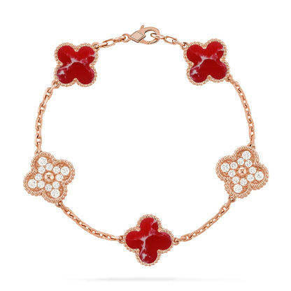 [Eternal Jewelry]CLOVER 5 MOTIF RED PATTERN BRACELET COLLECTION
