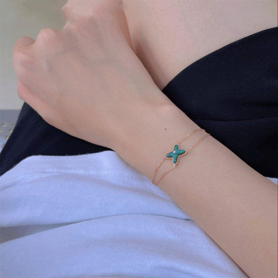 [Eternal Jewelry]JEUX BRACELET MALACHITE PINK GOLD 1 DIAMOND