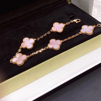 [Eternal Jewelry]CLOVER 5 MOTIFS Pink  AGATE  BRACELET