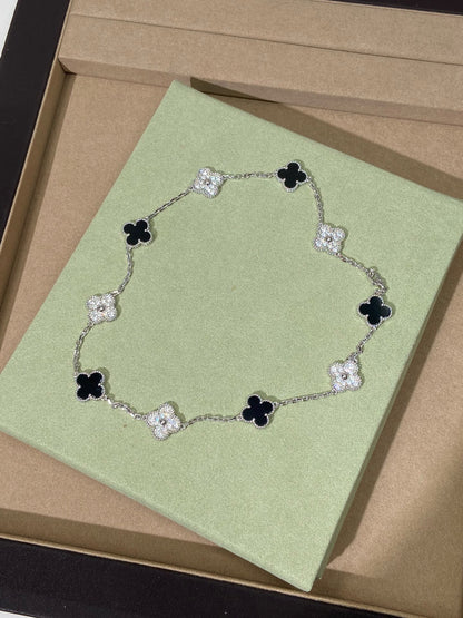 [Eternal Jewellery] Four-Leaf Clover Ten Elements Panda Diamond Silver Necklace