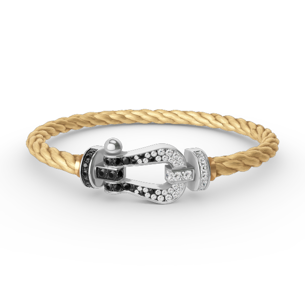 [Eternal Jewelry]FORCE LARGE HORSESHOE BLACK WHITE DIAMOND BRACELET SILVER