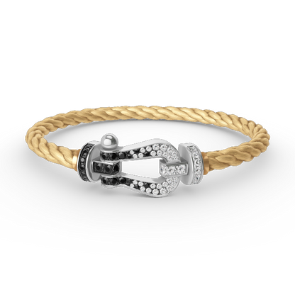 [Eternal Jewelry]FORCE LARGE HORSESHOE BLACK WHITE DIAMOND BRACELET SILVER
