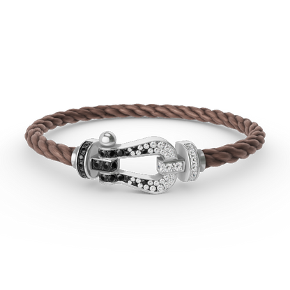 [Eternal Jewelry]FORCE LARGE HORSESHOE BLACK WHITE DIAMOND BRACELET SILVER