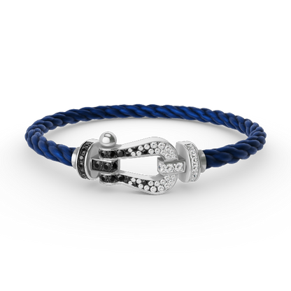 [Eternal Jewelry]FORCE LARGE HORSESHOE BLACK WHITE DIAMOND BRACELET SILVER