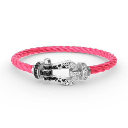 [Eternal Jewelry]FORCE LARGE HORSESHOE BLACK WHITE DIAMOND BRACELET SILVER
