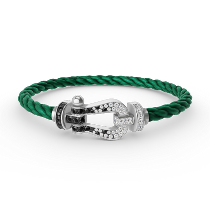 [Eternal Jewelry]FORCE LARGE HORSESHOE BLACK WHITE DIAMOND BRACELET SILVER