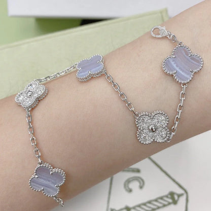 [Eternal Jewelry] CLOVER 5 MOTIF PURPLE CHALCEDONY BRACELET COLLECTION