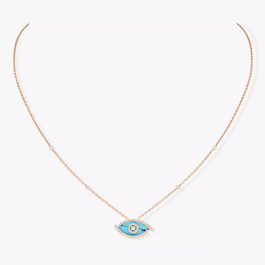 [Eternal jewelry]Lucky Eye Diamond Necklace in Rose Gold and Turquoise