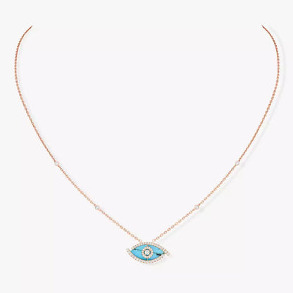 [Eternal jewelry]Lucky Eye Diamond Necklace in Rose Gold and Turquoise