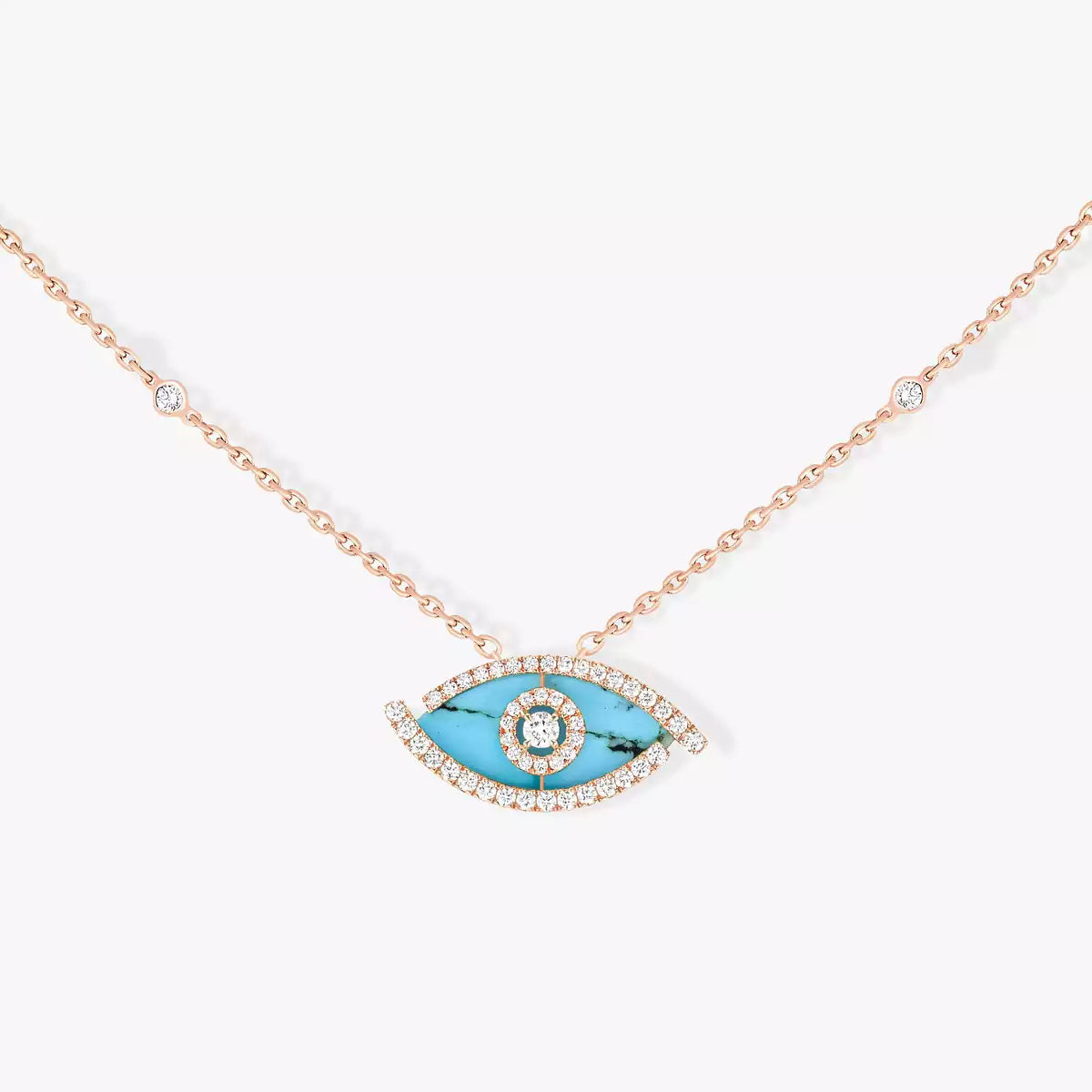 [Eternal jewelry]Lucky Eye Diamond Necklace in Rose Gold and Turquoise