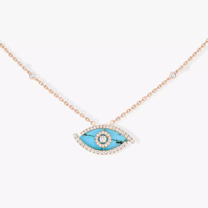[Eternal jewelry]Lucky Eye Diamond Necklace in Rose Gold and Turquoise