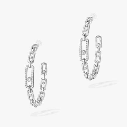[[Eternal jewelry]Move Link Diamond Hoop Earrings