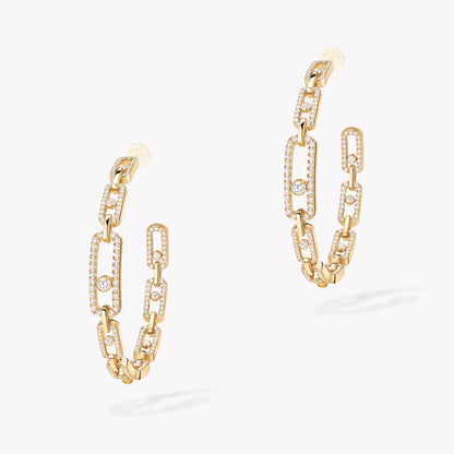 [[Eternal jewelry]Move Link Diamond Hoop Earrings