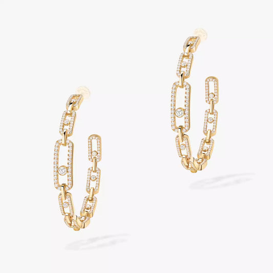 [[Eternal jewelry]Move Link Diamond Hoop Earrings