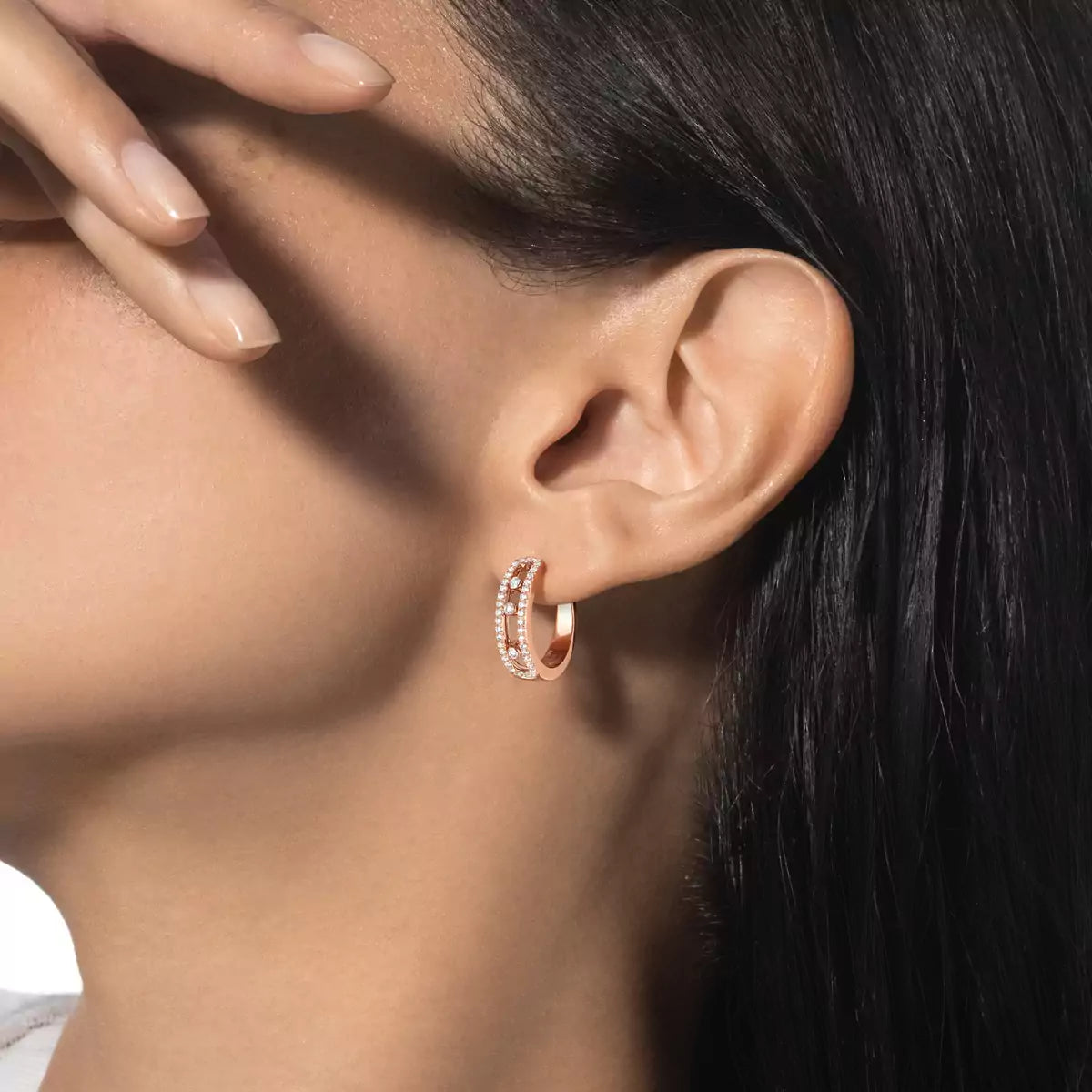 [Eternal jewelry]Diamond Pave_ Hoop Earrings Move