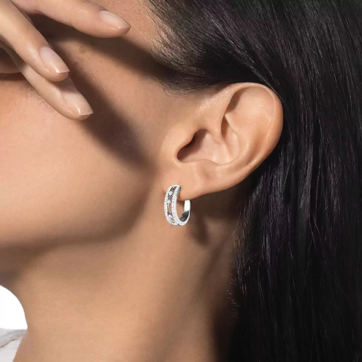 [Eternal jewelry]Diamond Pave_ Hoop Earrings Move