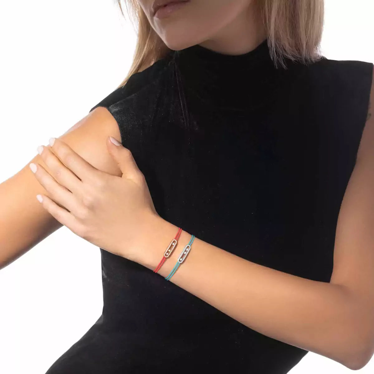 [Eternal jewelry]Messika Care(s) pink cord pavé bracelet