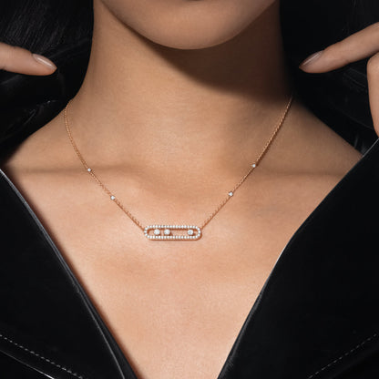 [Eternal jewelry] Move Pave_ Rose Gold Diamond Necklace