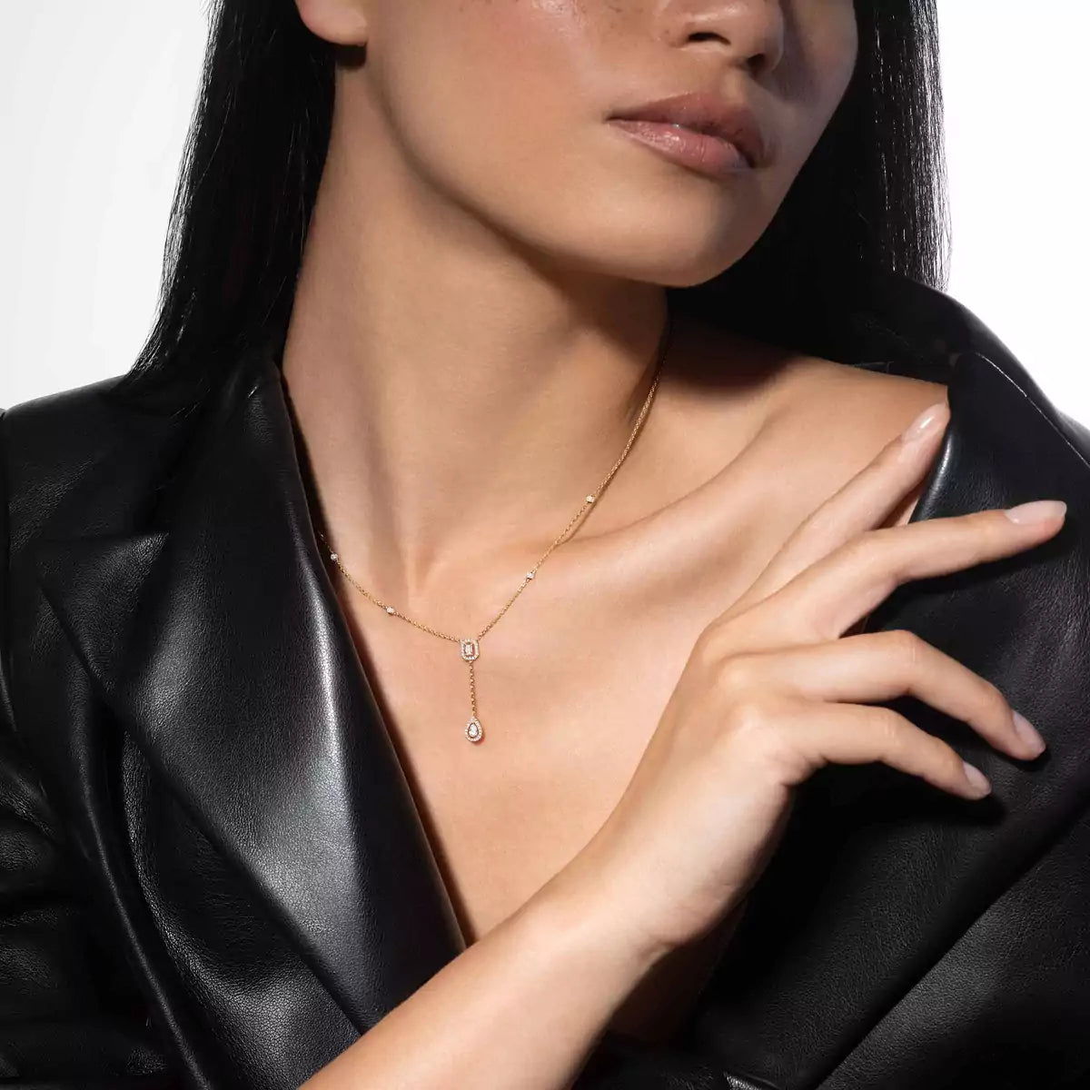 [Eternal jewelry]Gold Diamond Tie Necklace