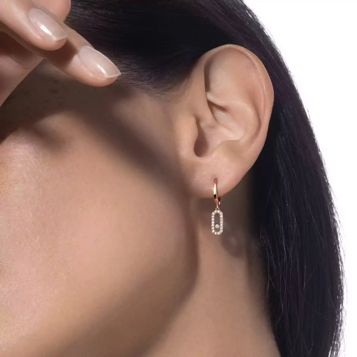 [Eternal jewelry]Move Uno Single Diamond Hoop Earring