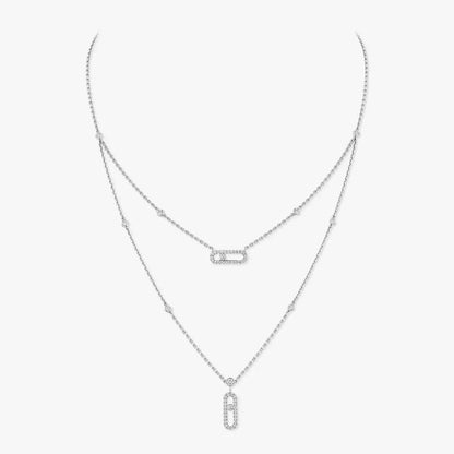 [Eternal jewelry]2 Rows Rose Gold Diamond Pave_ Necklace Move Uno