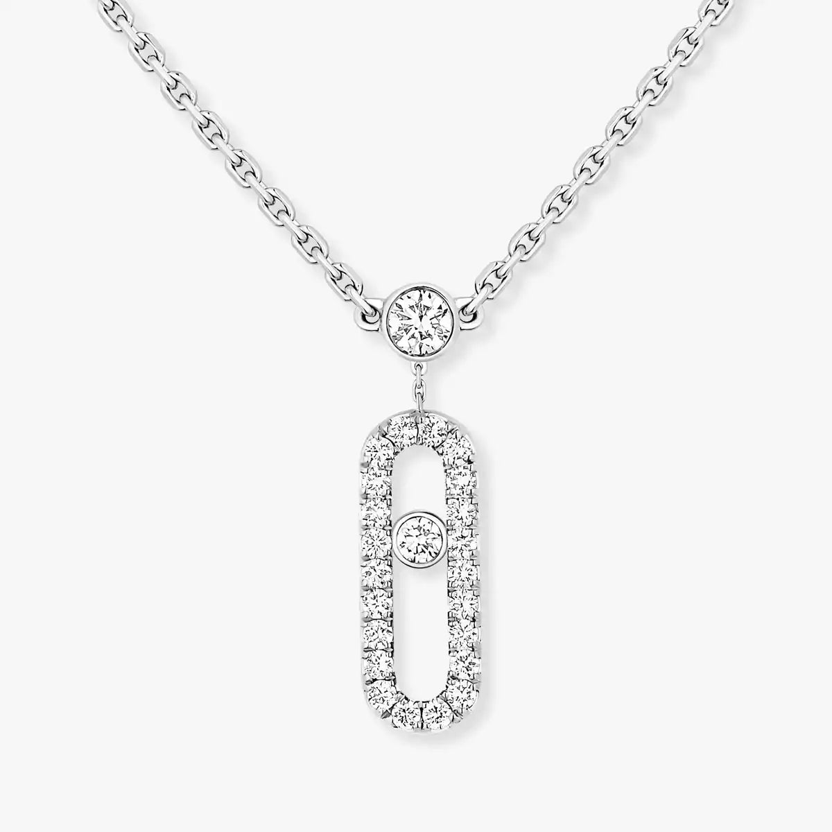 [Eternal jewelry]2 Rows Rose Gold Diamond Pave_ Necklace Move Uno