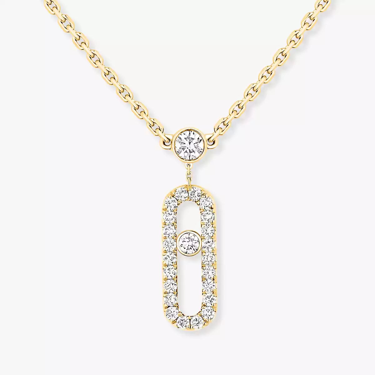 [Eternal jewelry]2 Rows Rose Gold Diamond Pave_ Necklace Move Uno