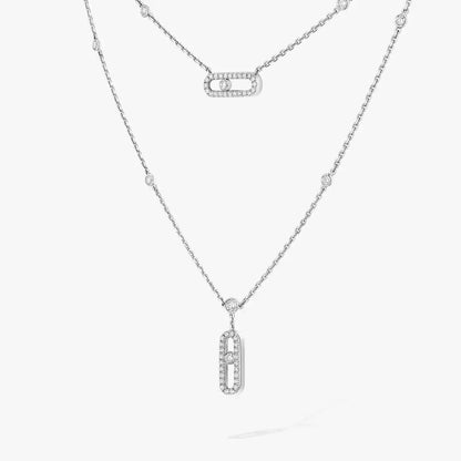 [Eternal jewelry]2 Rows Rose Gold Diamond Pave_ Necklace Move Uno