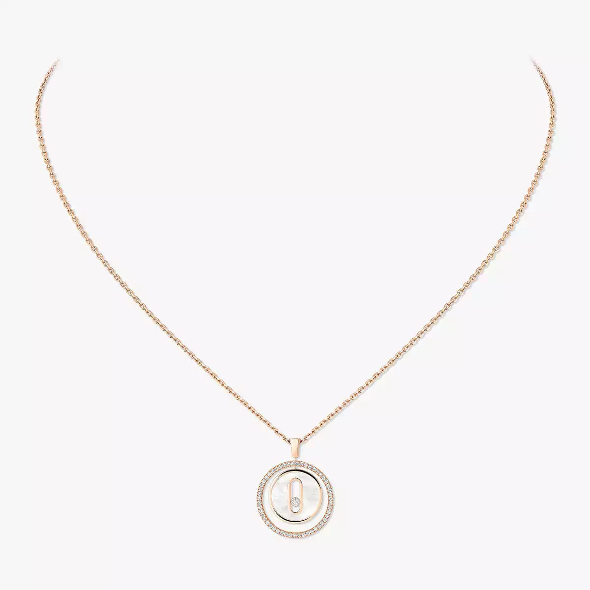 [Eternal jewelry]Lucky Move Diamond Necklace in Rose Gold and White Mother-of-Pearl