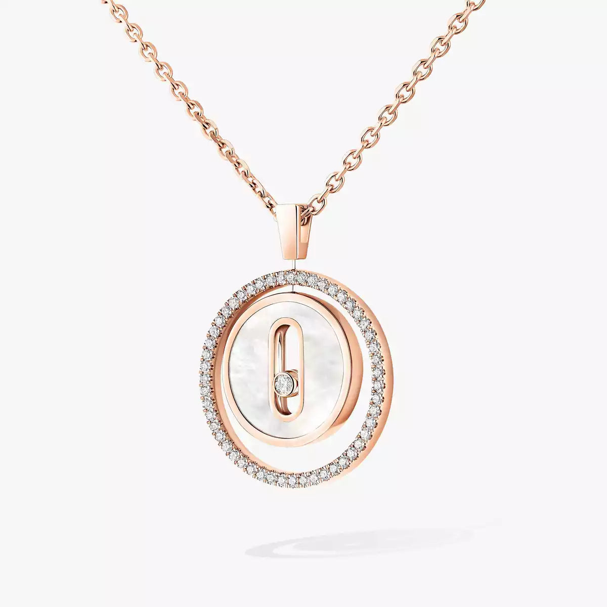 [Eternal jewelry]Lucky Move Diamond Necklace in Rose Gold and White Mother-of-Pearl