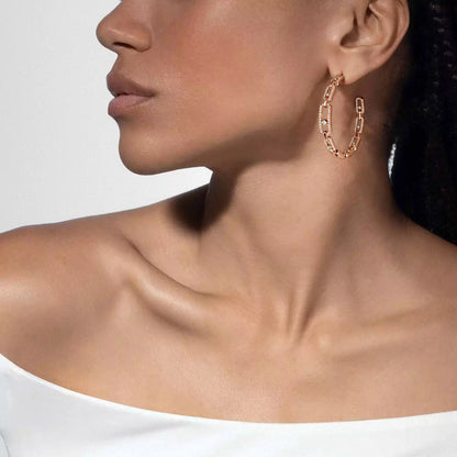 [[Eternal jewelry]Move Link Diamond Hoop Earrings