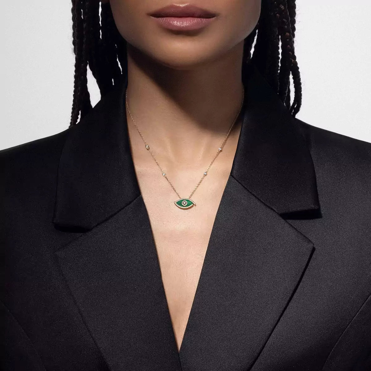 [Eternal jewelry]Lucky Eye Diamond Necklace in Rose Gold and Turquoise