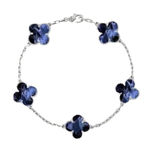 [Eternal Jewelry]CLOVER 5 MOTIF PIETERSITE SILVER BRACELET