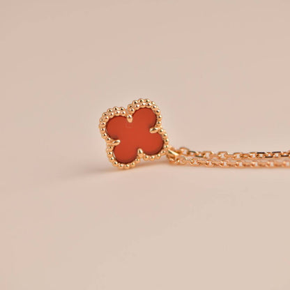 [Eternal Jewelry]CLOVER MINI 9.5MM WHITE CARNELIANS NECKLACE