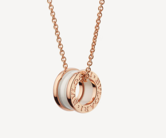 [Eternal Jewelry]ZERO 1 WHITE CERAMIC PINK GOLD NECKLACE
